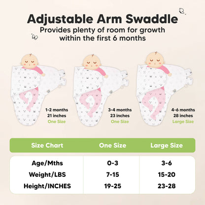 3-Pack Soothe Baby Swaddles 0-3 Months with Knot Hat