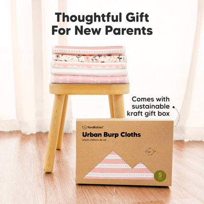 KeaBabies 5-Pack Urban Burp Cloths- Sweet Charm