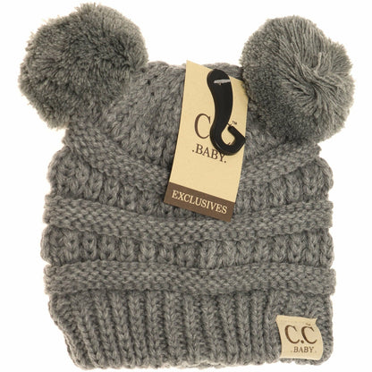 BABY Solid Double Pom CC Beanie