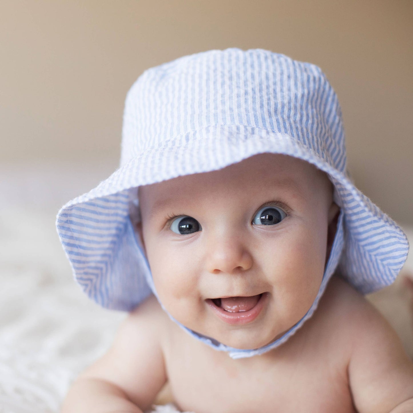 Light Blue Stripe Seersucker Bucket Hat Baby & Toddler