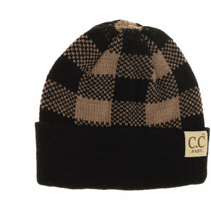 Baby Buffalo Plaid Cuff Beanie for Newborns
