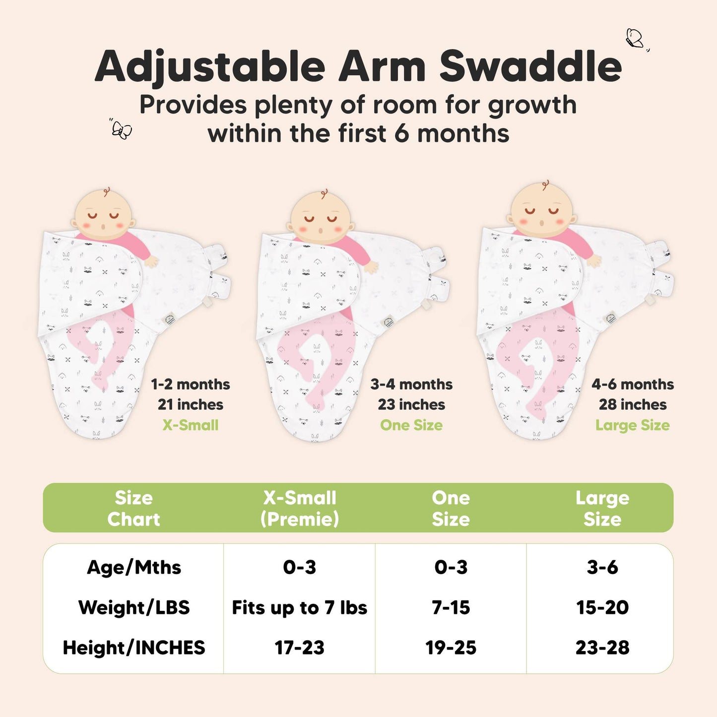 3pk Soothe Baby Swaddles, Sleep Sack for Newborns: Nordic/Large