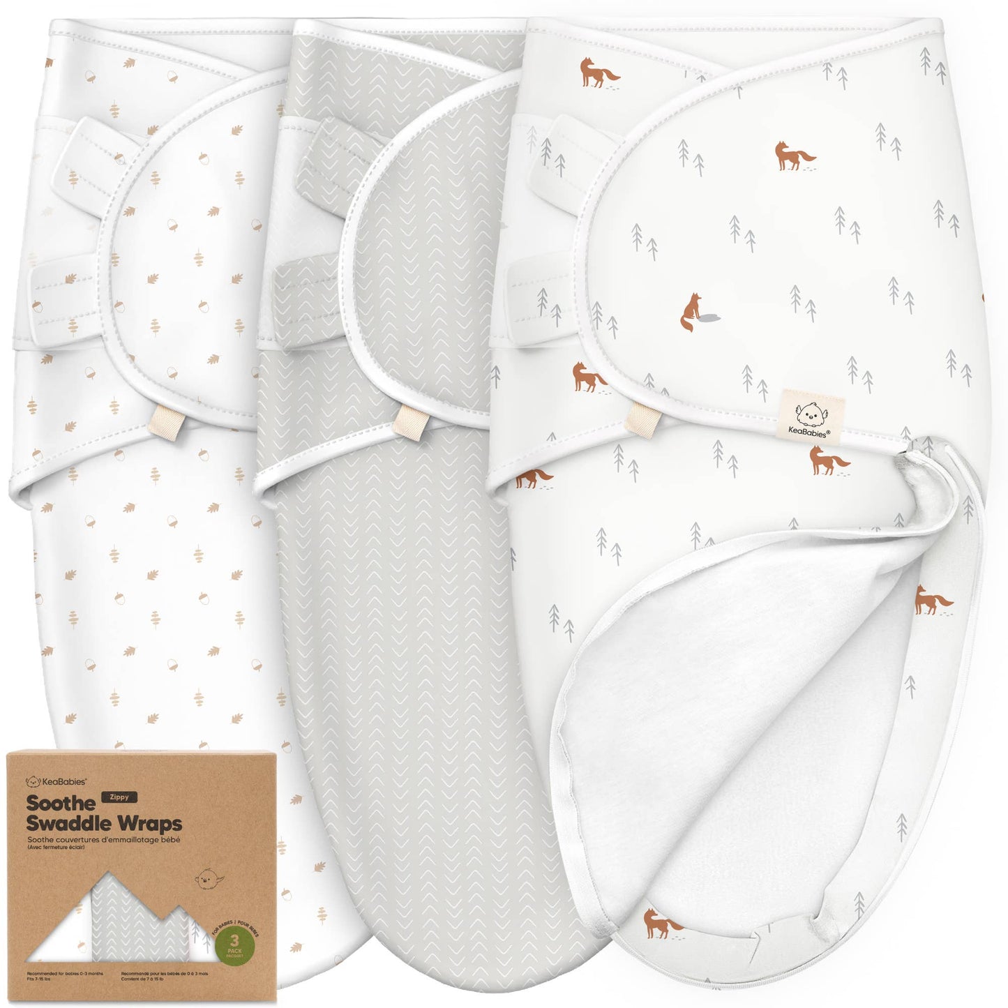 3pk Soothe Zippy Baby Swaddles, Newborn Sleep Sack