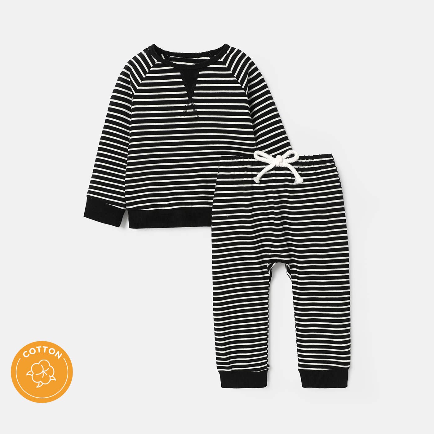 2pcs Baby/Toddler Stripe Cotton Sweatshirt and Pants Set GRAY