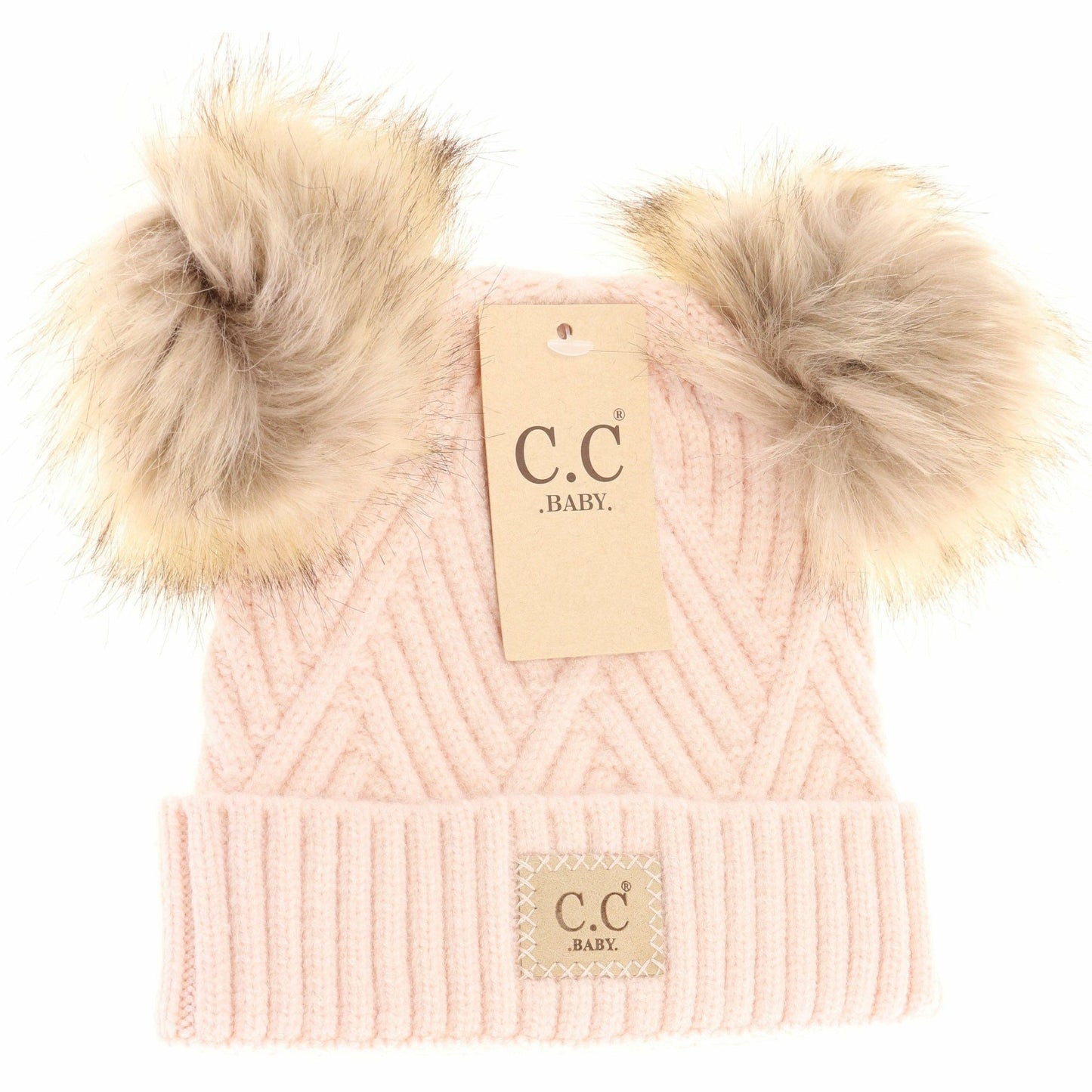 C.C Large Patch Newborn Knit Hat- Baby2060PomPom