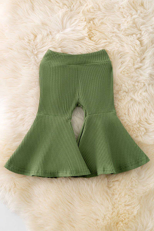 Moss Green Ribbed Fabric Bell Bottoms