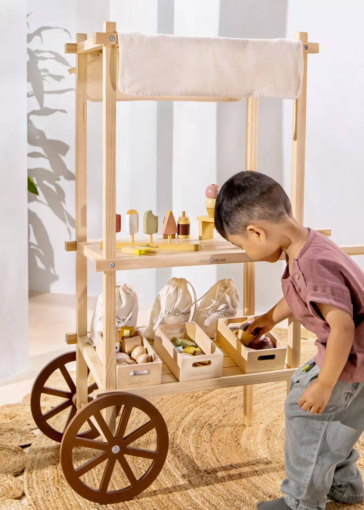 Mini Wooden Play Market Stand