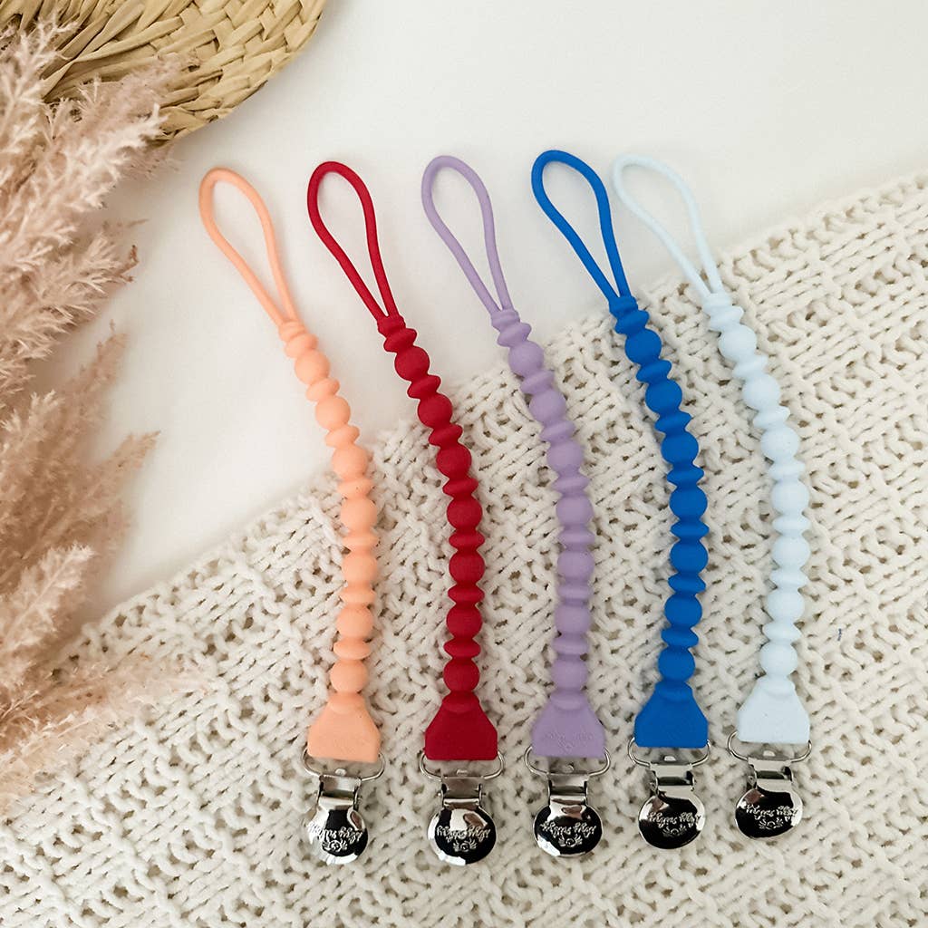 Sweetie Strap™ Silicone One-Piece Pacifier Clips: White Beaded