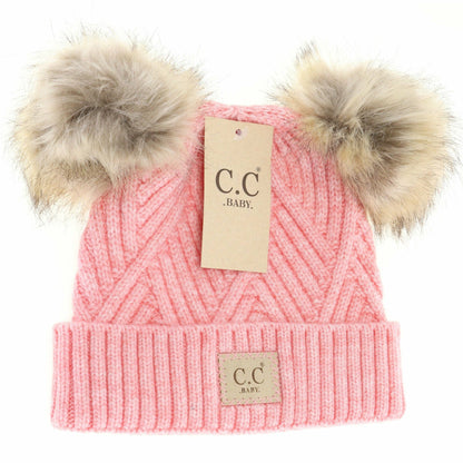 C.C Large Patch Newborn Knit Hat- Baby2060PomPom