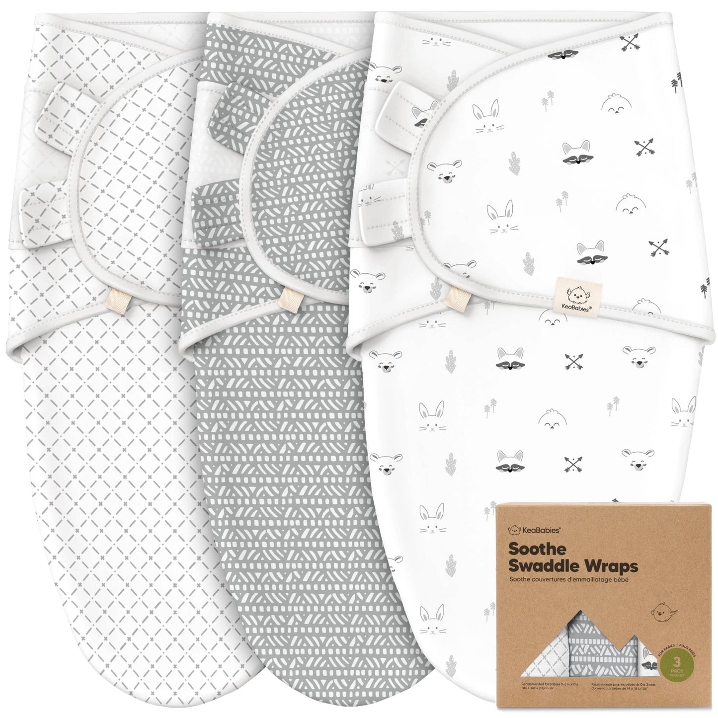3pk Soothe Baby Swaddles Nordic, Sleep Sack for Newborns