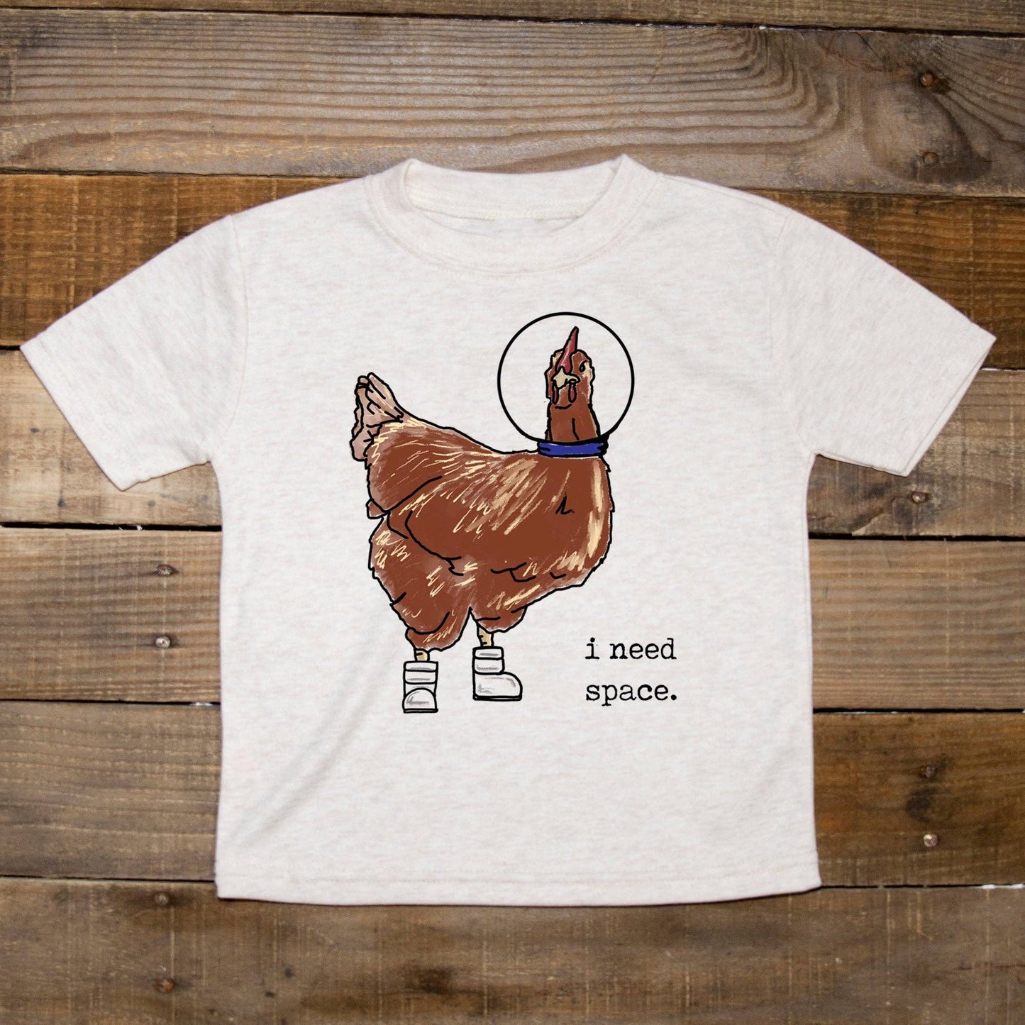 "I Need Space" chicken toddler/youth tee | Farm animals in Space Tee