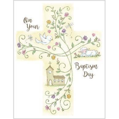 With Scripture Religious Greeting Card - Baptism Cross