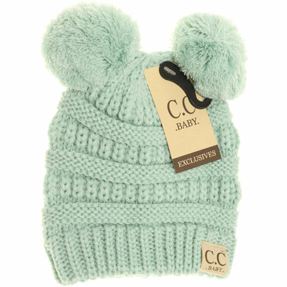 BABY Solid Double Pom CC Beanie