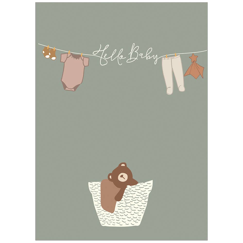 Teddy Bear Basket - Baby Congratulations Card