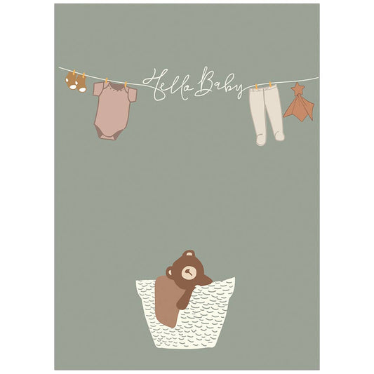 Teddy Bear Basket - Baby Congratulations Card