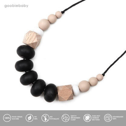 Harper Teething Necklace - Black/Oatmeal