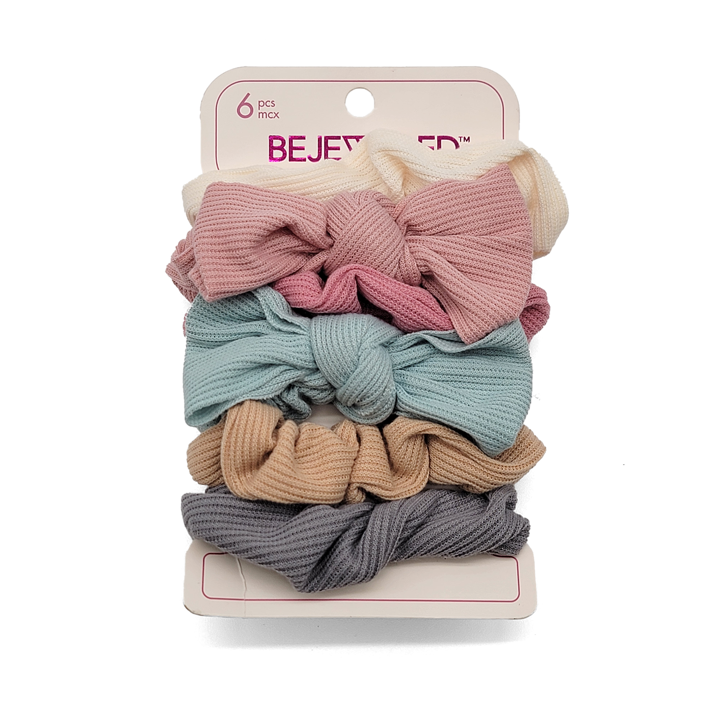 6-Piece Corduroy Scrunchie Set – Soft Neutrals & Bow Detail