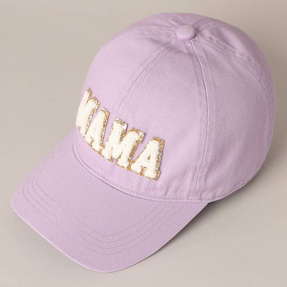 MAMA Chenille Letter Patch Cotton Baseball Cap: One Size / LIGHT BLUE