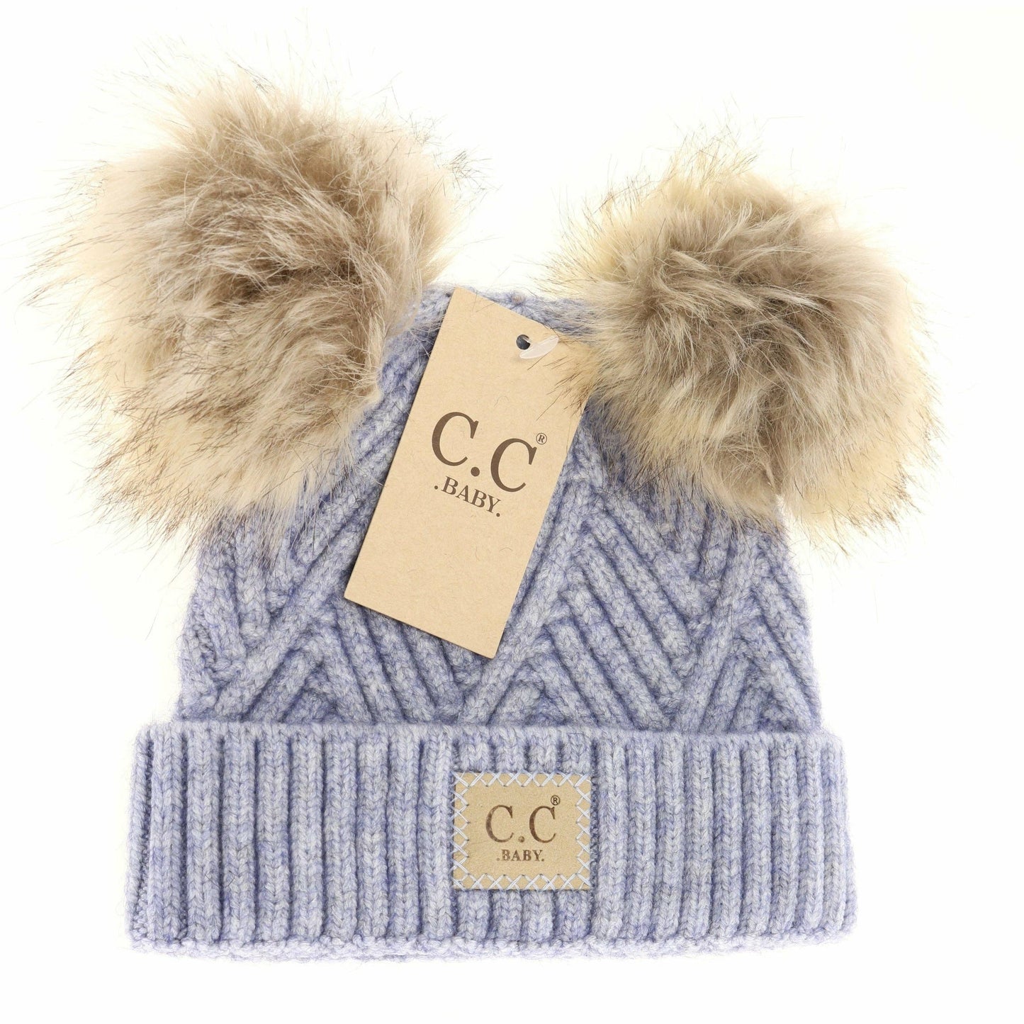 C.C Large Patch Newborn Knit Hat- Baby2060PomPom