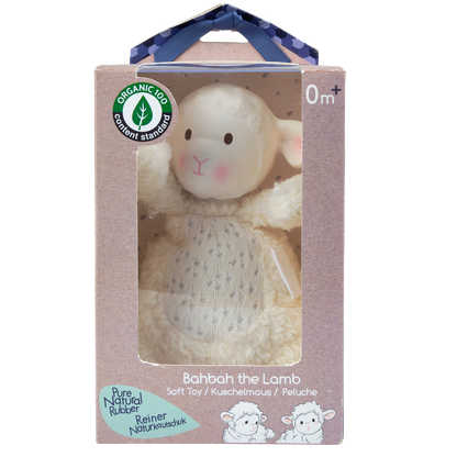 Bahbah the Lamb Baby Soft Toy w/ Natural Rubber Teether Head