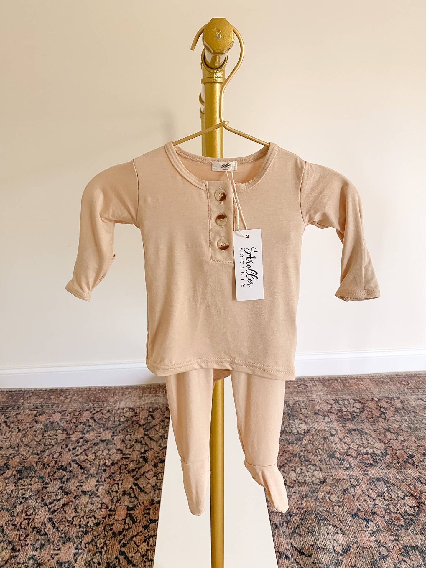 Top & Bottom Baby Outfit (Newborn - 12 months sizes) - Sand