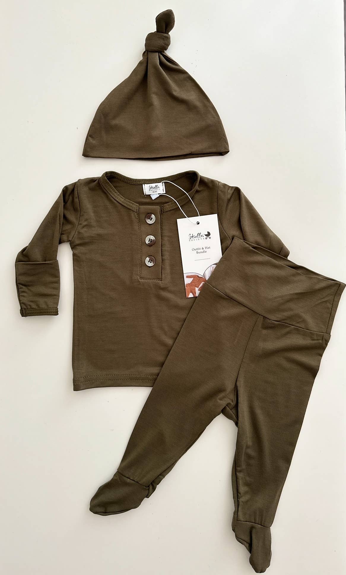 Top & Bottom Baby Outfit (Newborn - 3 mo) - Army Green