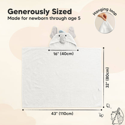 Playpals Hooded Baby Bath Towels for Newborn-Ethan