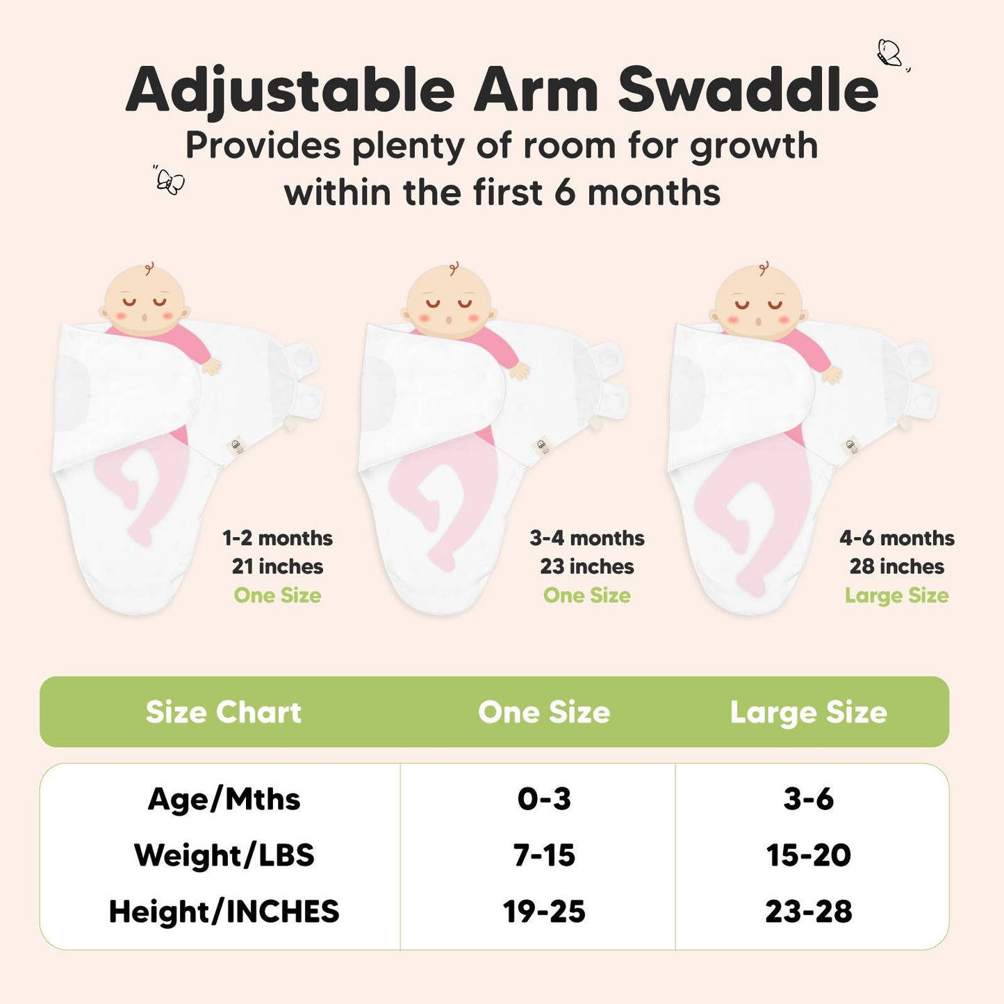 3pk Soothe Baby Swaddles Sage,0-3 Months, Sleep Sack for Newborns