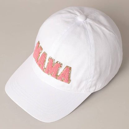 MAMA Chenille Letter Patch Cotton Baseball Cap: One Size / LIGHT BLUE