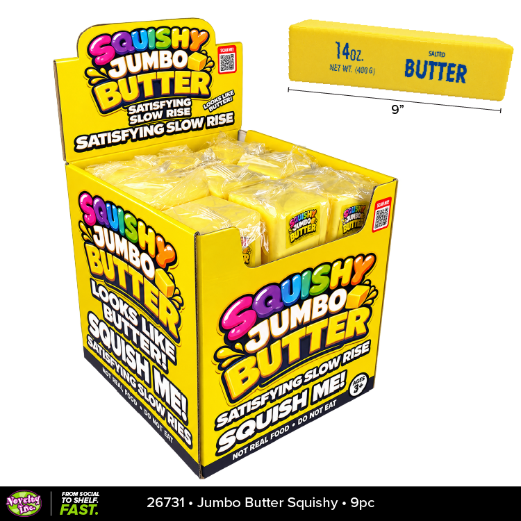 Fun Doh 10" JUMBO Butter Squishy Slow Rise Toy - 9/Display
