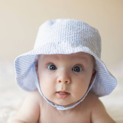 Light Blue Stripe Seersucker Bucket Hat Baby & Toddler