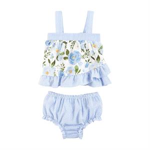 Blue Rose Pinafore & Bloomer Set