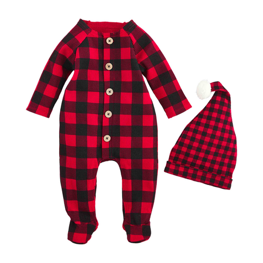 Buffalo Check Sleeper & Hat Set