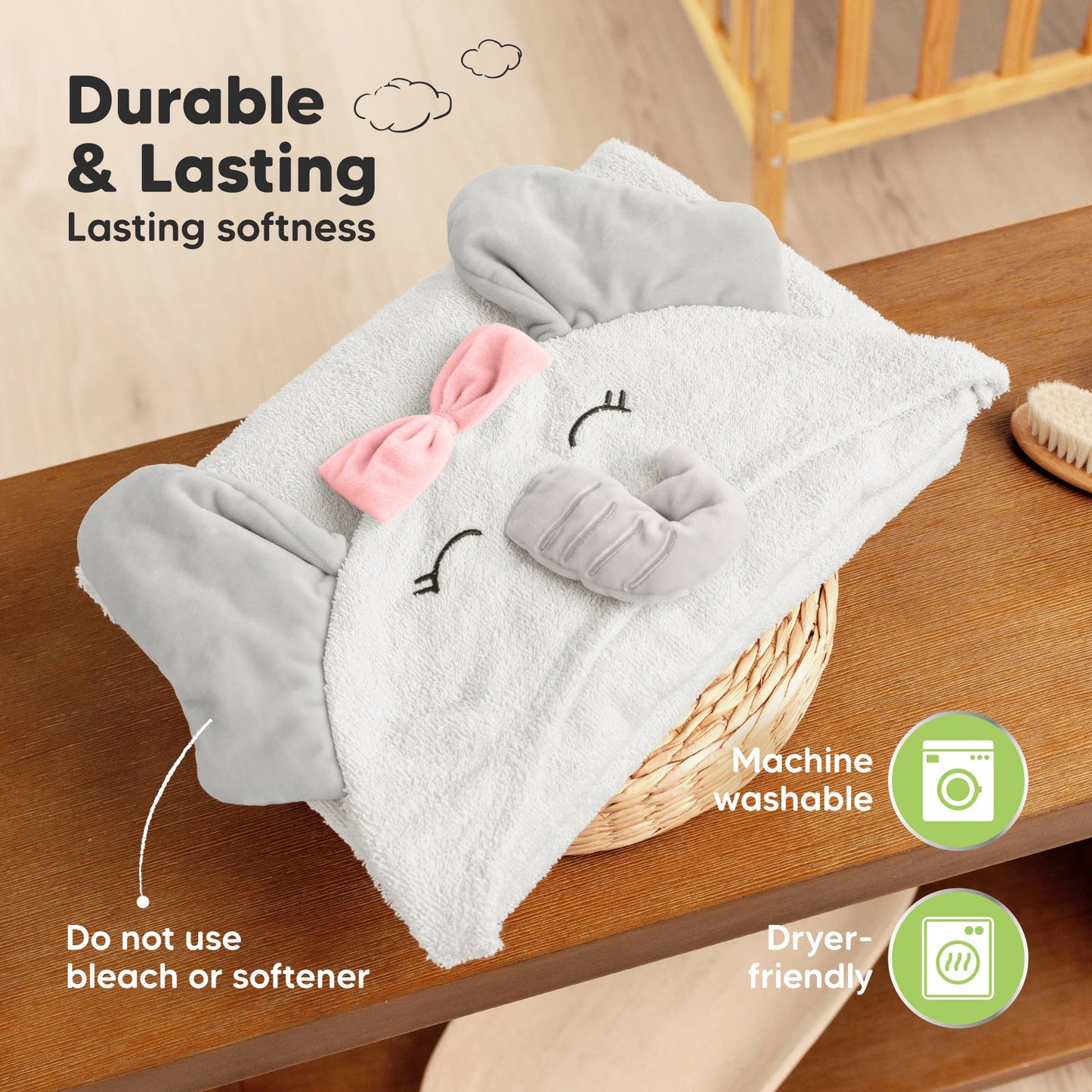 Playpals Hooded Baby Bath Towels for Newborn-Ella