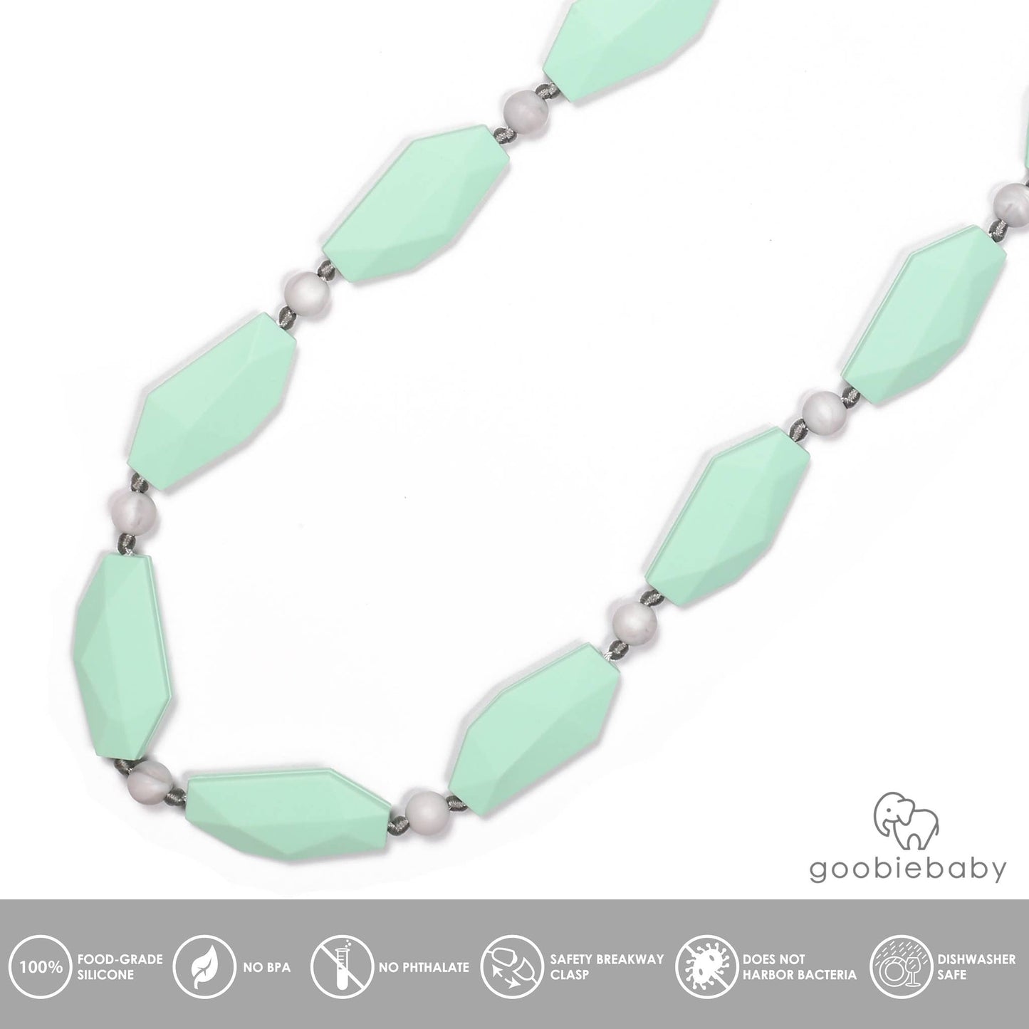 Naomi Teething Necklace - Mint/Marble