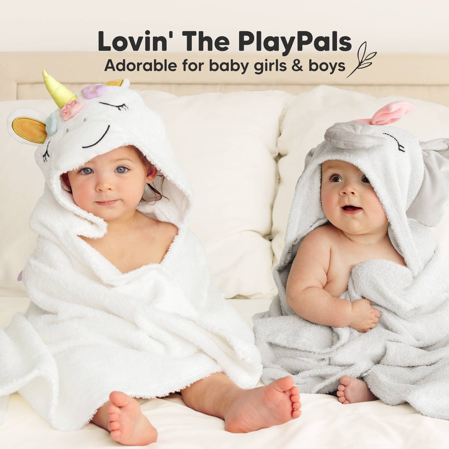 Playpals Hooded Baby Bath Towels for Newborn