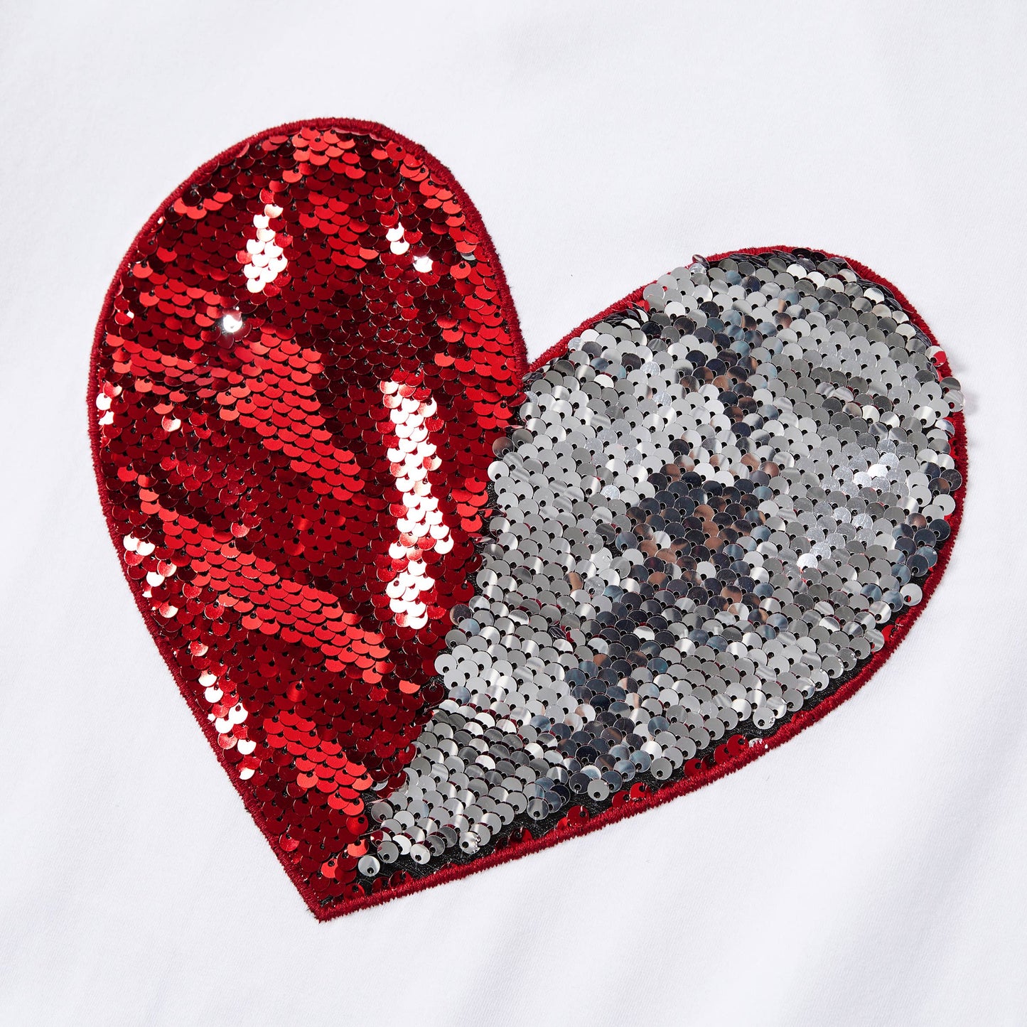 Valentine's Heart Pattern Sparkling Embellished T-shirt Tops