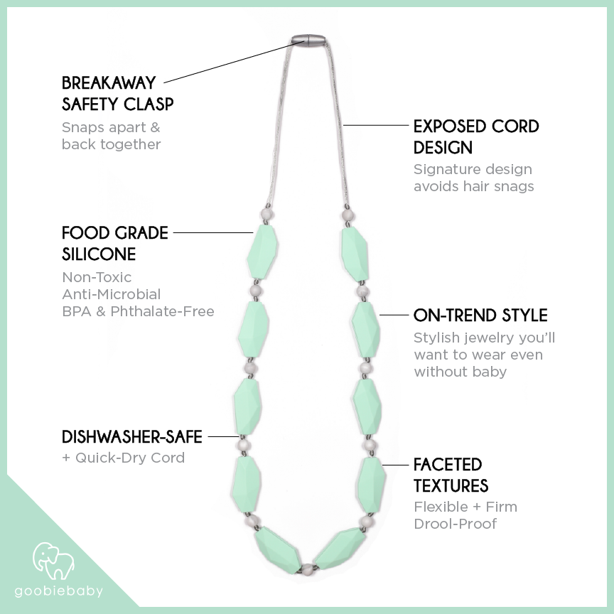 Naomi Teething Necklace - Mint/Marble