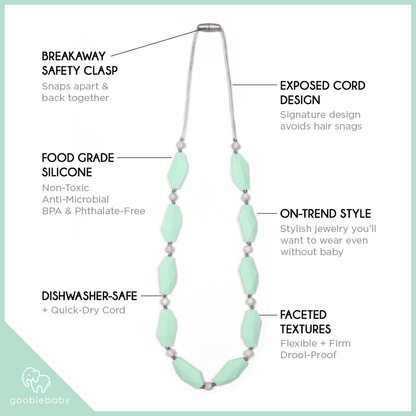 Naomi Teething Necklace - Mint/Marble