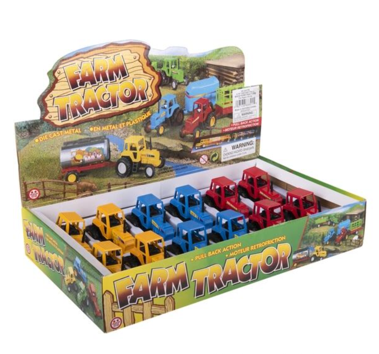 3.75" DIE-CAST PULL BACK FARM TRACTORS