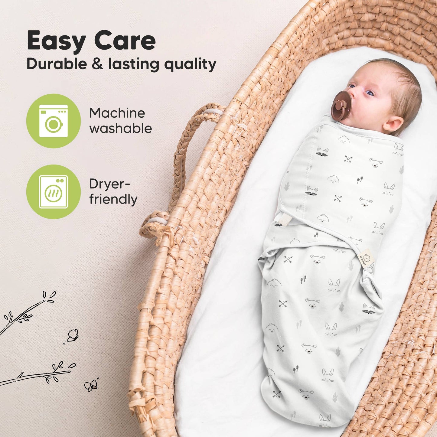 3pk Soothe Baby Swaddles, Sleep Sack for Newborns: Nordic/Large