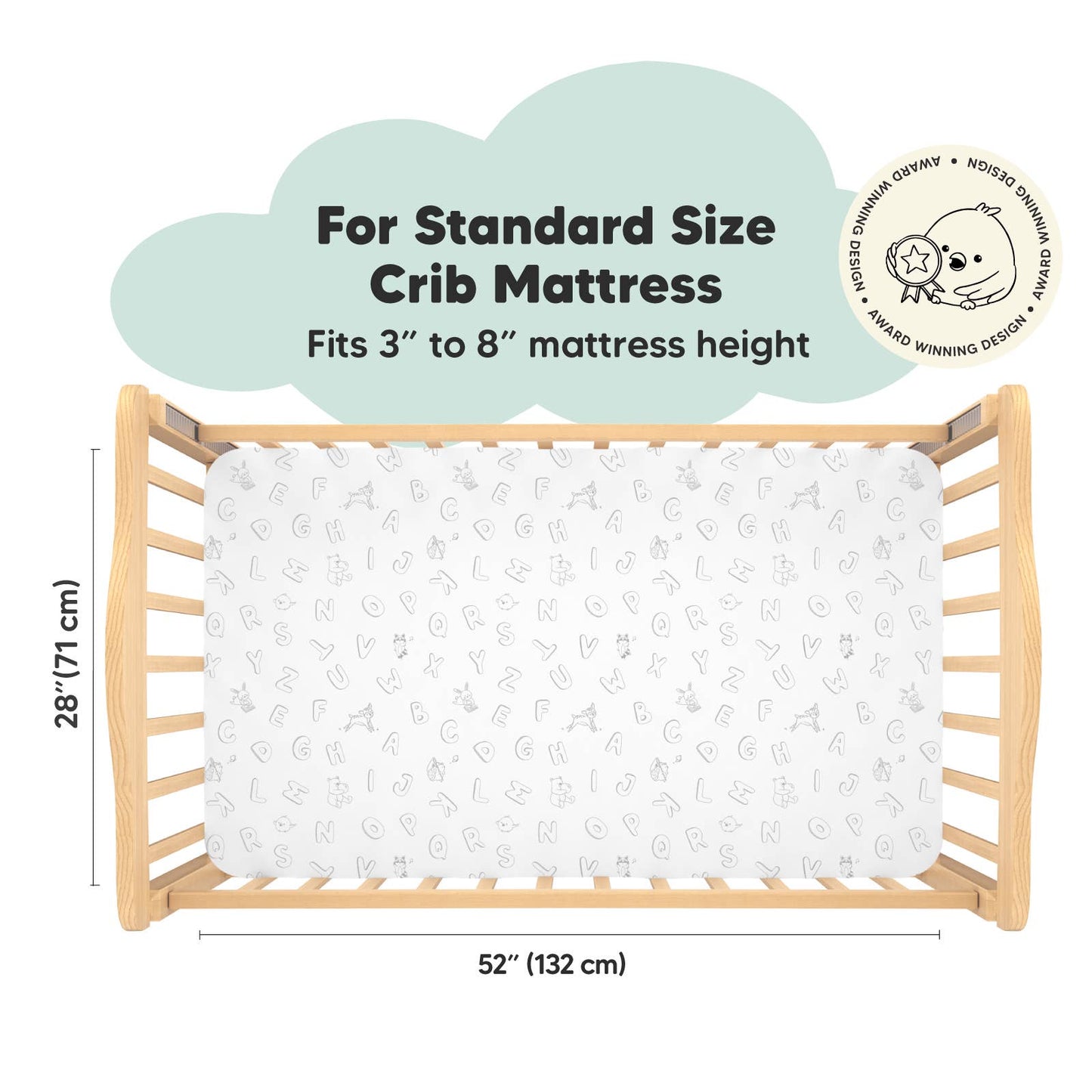 2-pack Organic Cotton Fitted Crib Sheet (ABC Land Cloud)