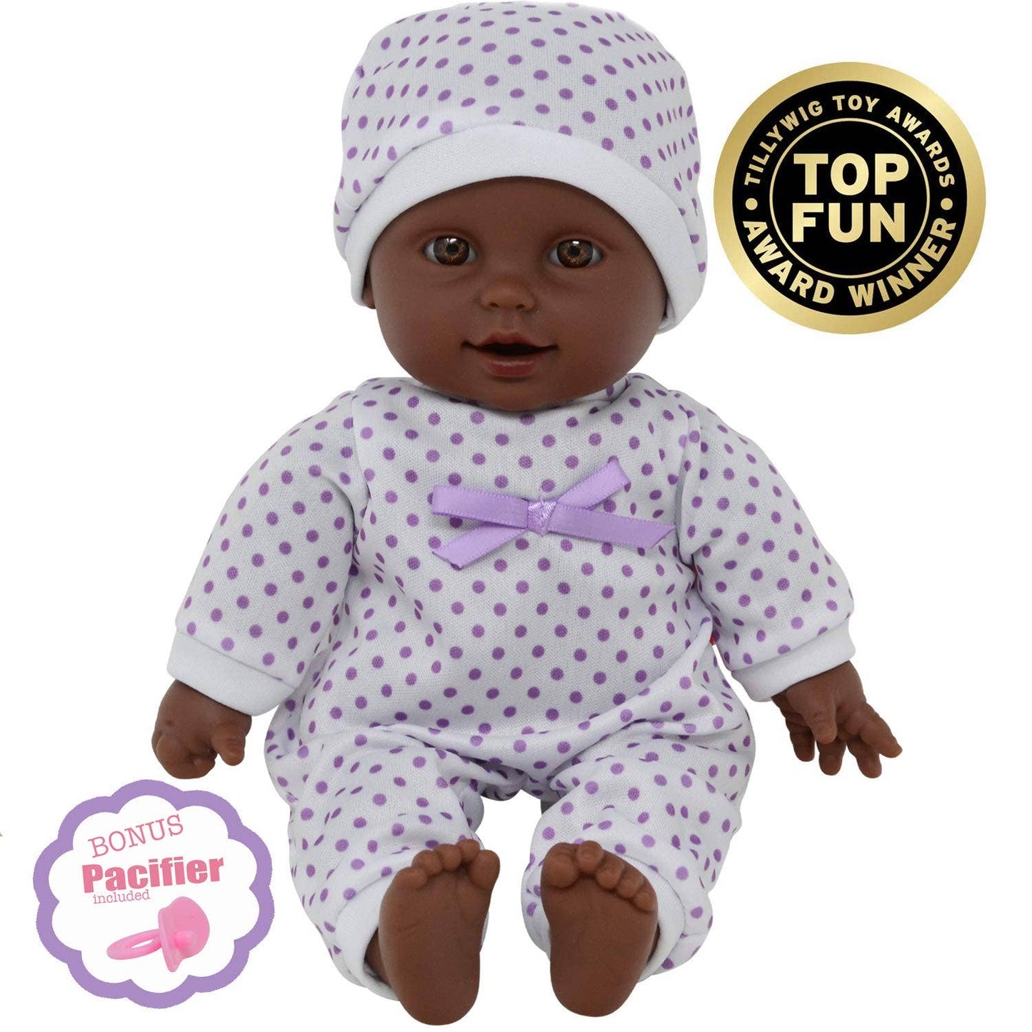 The New York Doll Collection 11" Doll Polka Dots W/ Pacifier