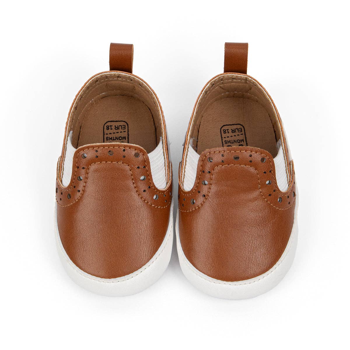 Brown Pleather Slide with elastic