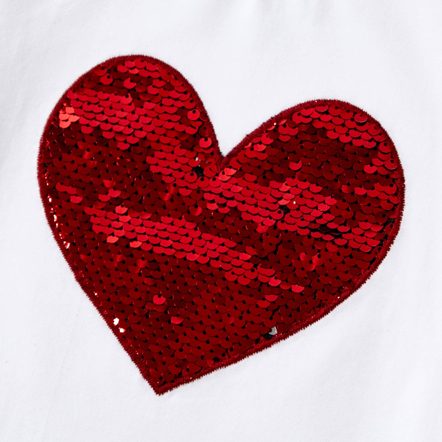 Valentine's Heart Pattern Sparkling Embellished T-shirt Tops