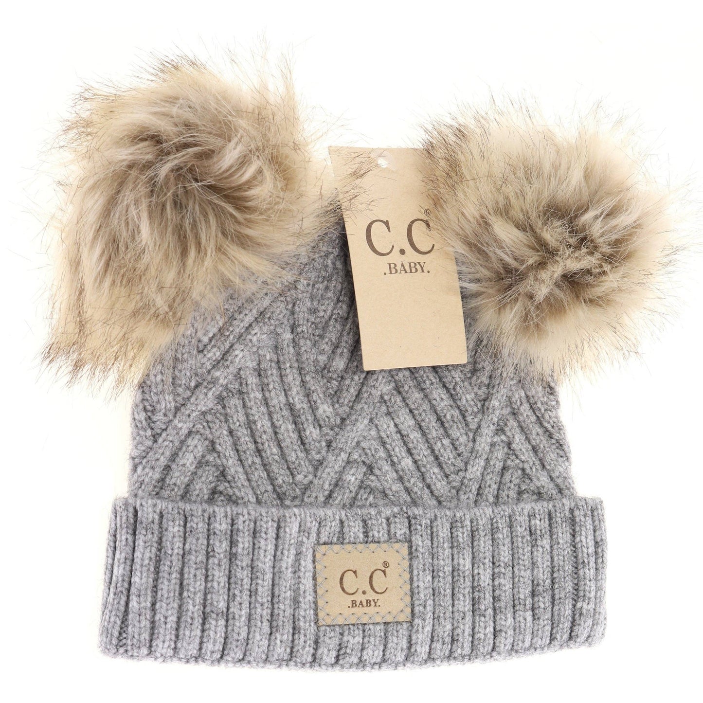 C.C Large Patch Newborn Knit Hat- Baby2060PomPom