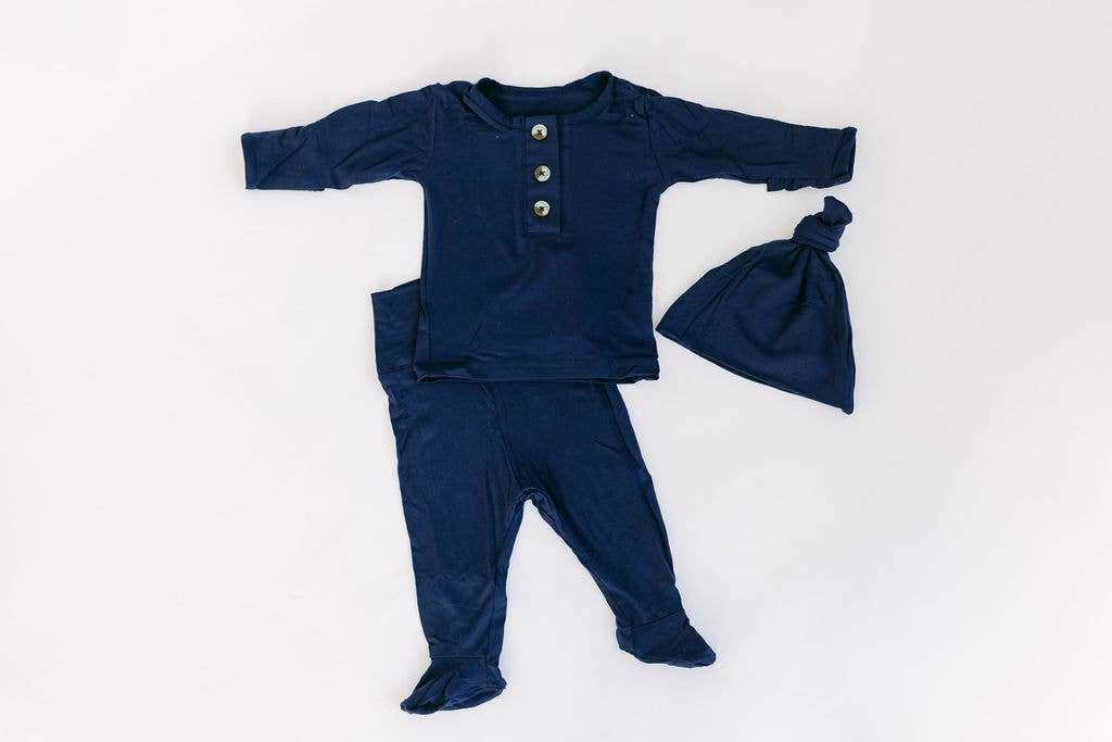 Top & Bottom Baby Outfit (Newborn - 12 mo sizes) - Navy Blue