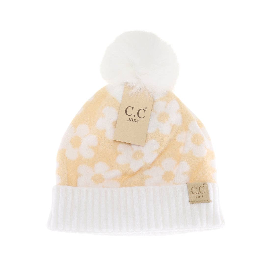 C.C KIDS Daisy Faux Fur Pom Beanie for Kids