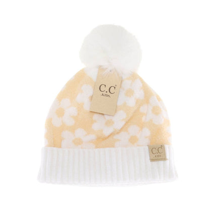 C.C KIDS Daisy Faux Fur Pom Beanie for Kids