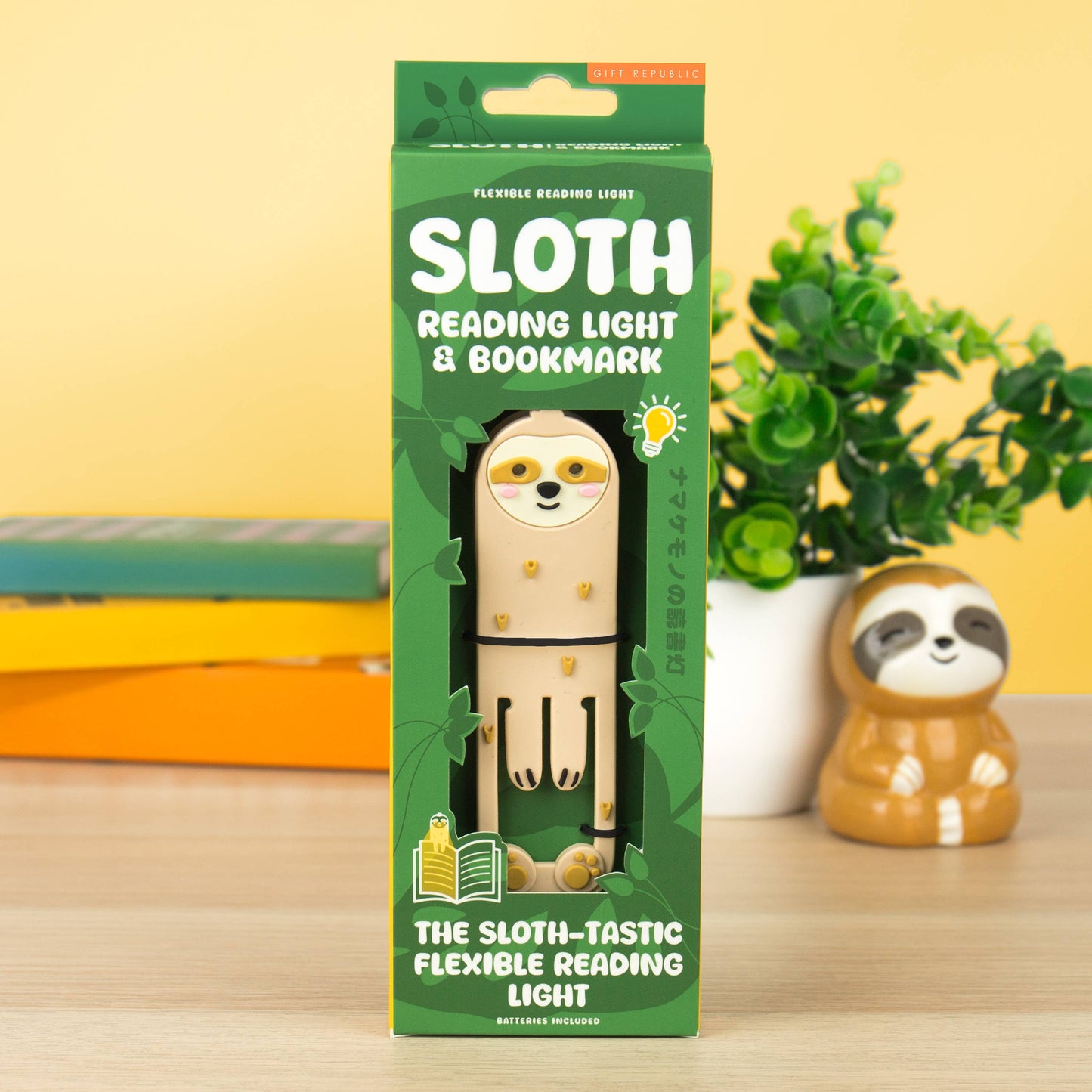 SLOTH READING LIGHT AND BOOKMARK